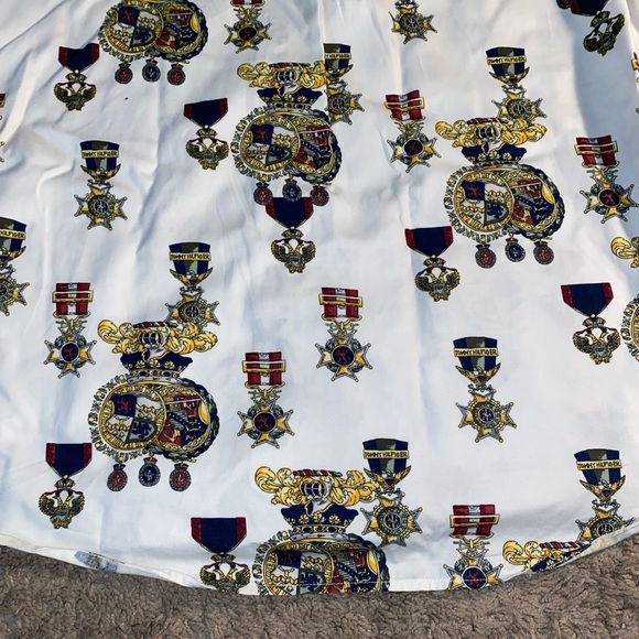 Vintage Tommy Hilfiger Crest Print Button Down Shirt 90s All Over Cotton M - Picture 10 of 10
